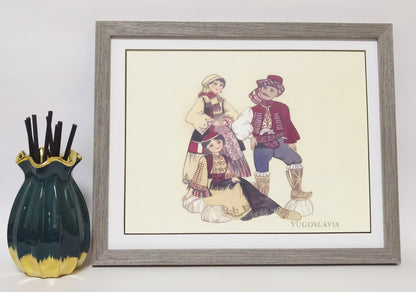 Yugoslav Folk Costume Handmade Painting Art Solid Wood Framed Poster Picture Print Artwork