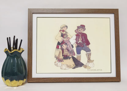 Yugoslav Folk Costume Handmade Painting Art Solid Wood Framed Poster Picture Print Artwork