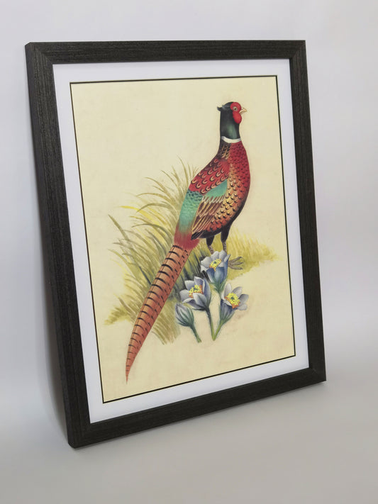 Ring-Necked Pheasant South Dakota Bird Handmade Painting Art Solid Wood Framed Poster Picture Print Artwork - Free Shipping