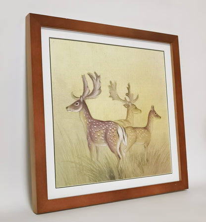 Deer Herd Nature & Animals Handmade Painting Art Solid Wood Framed Poster Picture Print Artwork