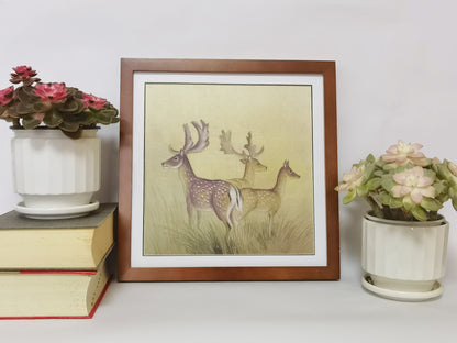 Deer Herd Nature & Animals Handmade Painting Art Solid Wood Framed Poster Picture Print Artwork