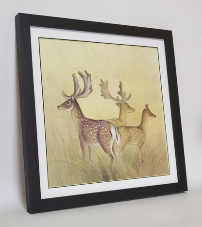 Deer Herd Nature & Animals Handmade Painting Art Solid Wood Framed Poster Picture Print Artwork