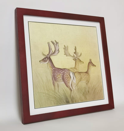 Deer Herd Nature & Animals Handmade Painting Art Solid Wood Framed Poster Picture Print Artwork