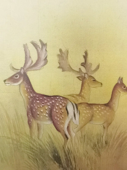 Deer Herd Nature & Animals Handmade Painting Art Solid Wood Framed Poster Picture Print Artwork