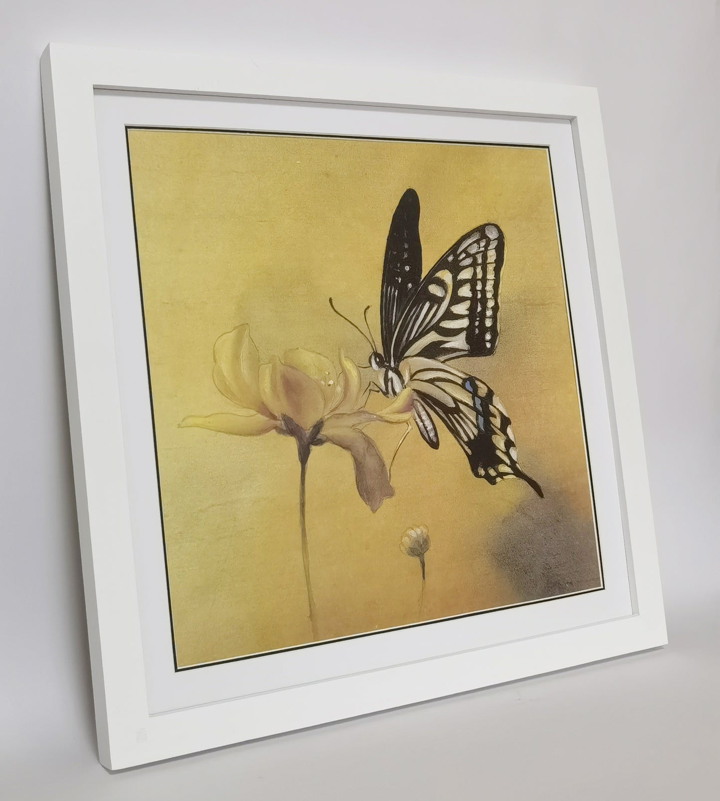 Butterfly Flowers Insect Elegant Painting Handmade Painting Art Solid Wood Framed Poster Picture Print Artwork - Free Shipping