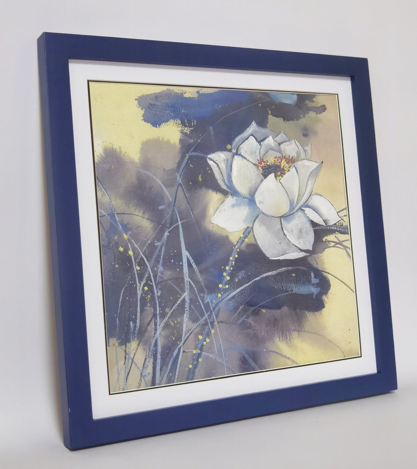 White Lotus Flowers Landscape Handmade Painting Art Solid Wood Framed Poster Picture Print Artwork - Free Shipping