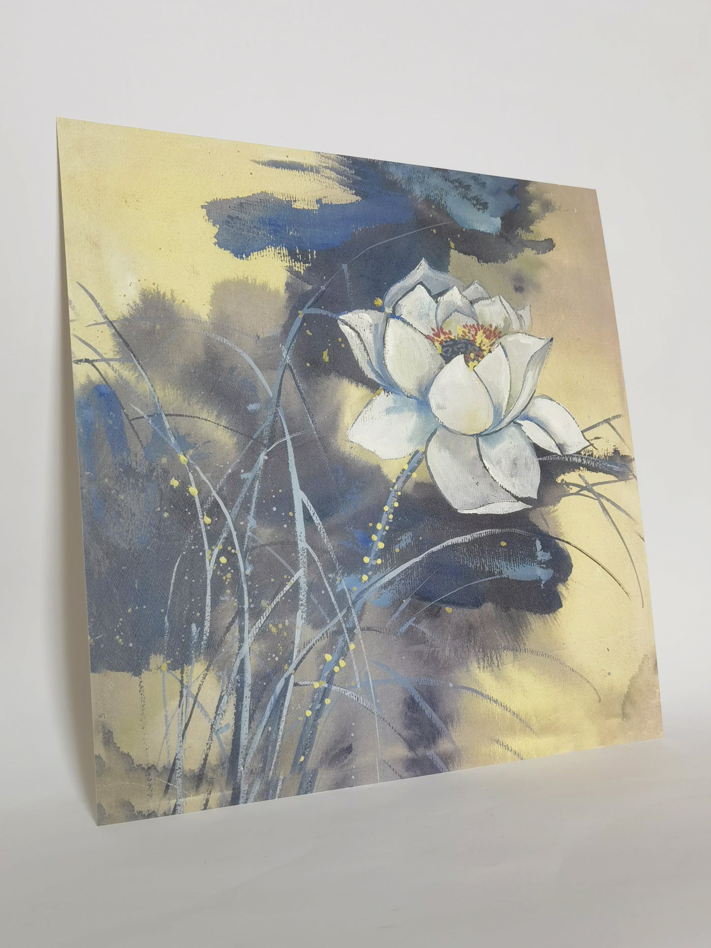 White Lotus Flowers Landscape Handmade Painting Art Solid Wood Framed Poster Picture Print Artwork - Free Shipping