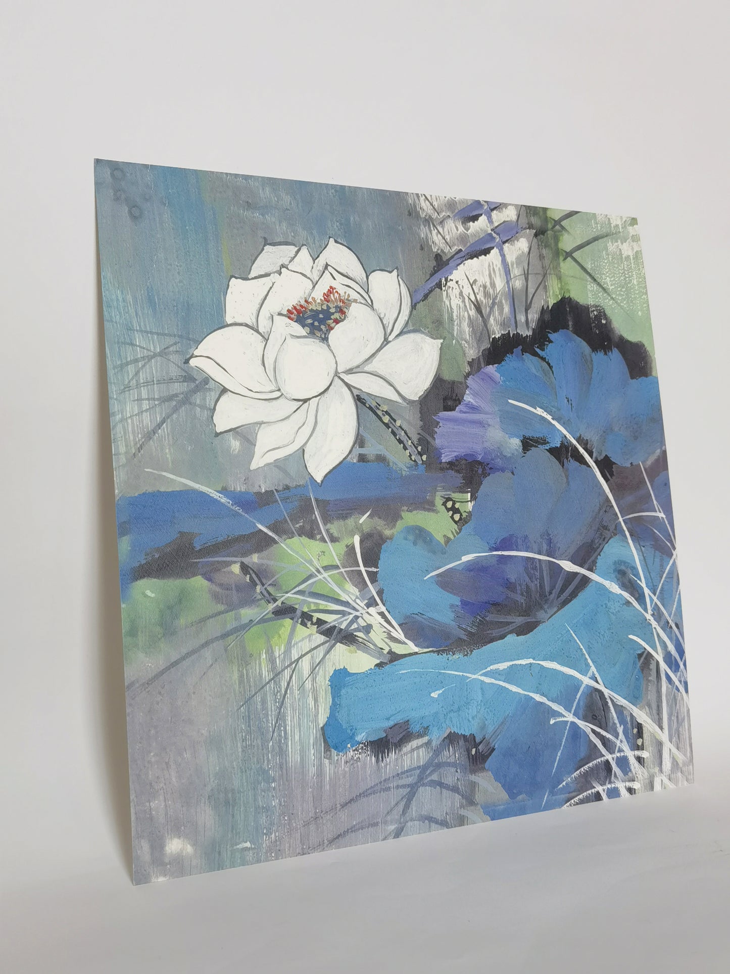 White Lotus Flowers Landscape Handmade Painting Art Solid Wood Framed Poster Picture Print Artwork - Free Shipping