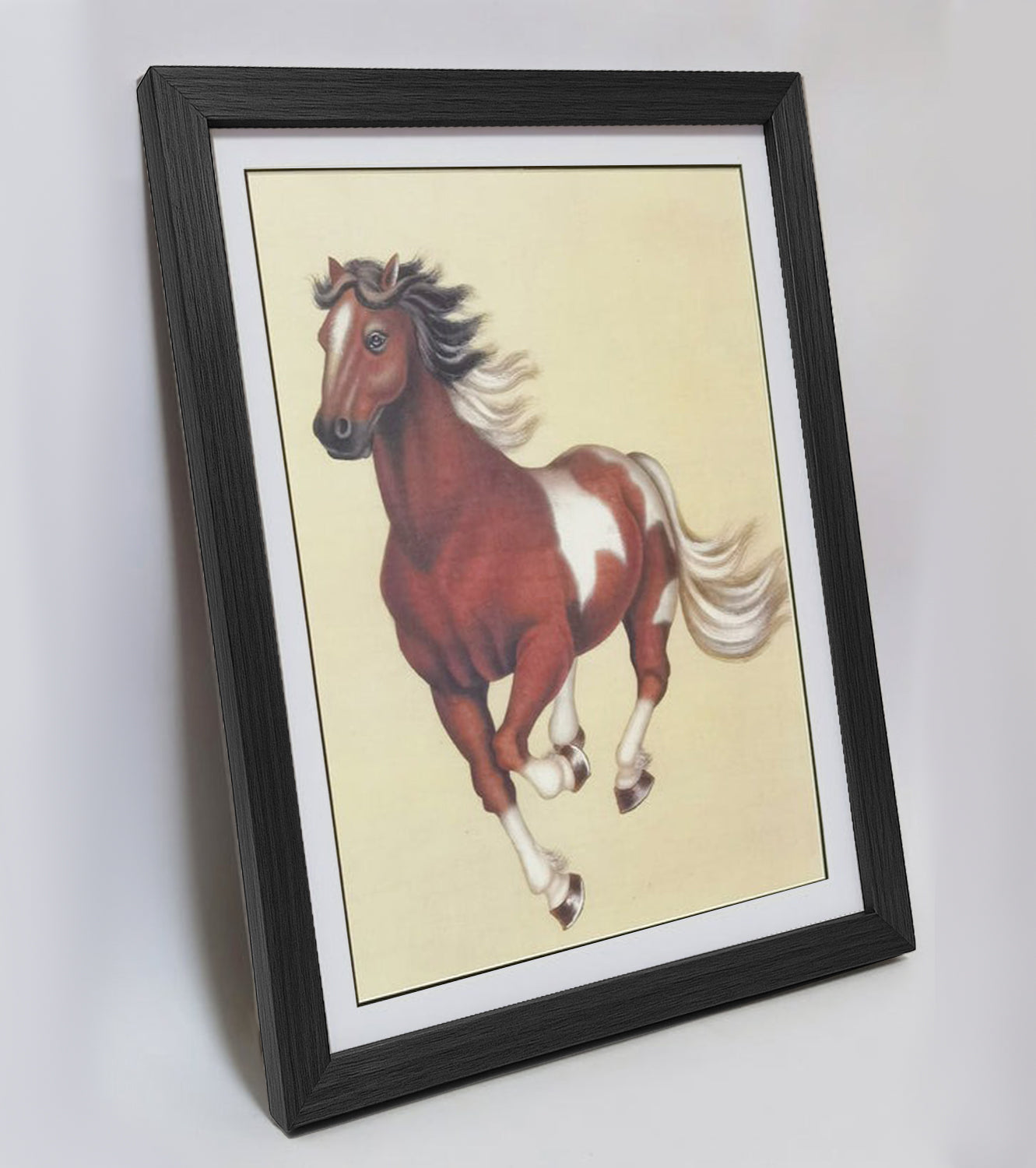 Hand-painted Clydesdale Horse Artwork – Fine Brush Technique, Premium MATT Paper, Natural Wood Frame, Multiple Sizes & Colors