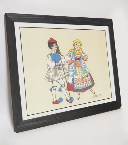 Madeira Indigenous Family Life & Traditional Costume Hand-painted Art Print - Premium MATT Paper, Natural Wood Frame, Multiple Sizes & Colors