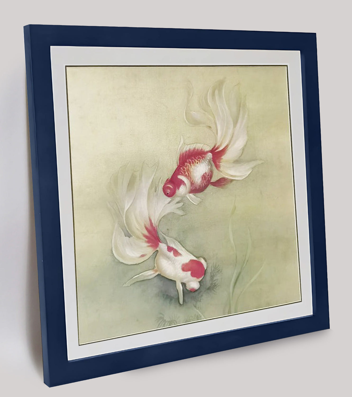 Hand-painted Fantail Goldfish Artwork – Gongbi Technique, Premium MATT Paper, Natural Wood Frame, Multiple Sizes & Colors