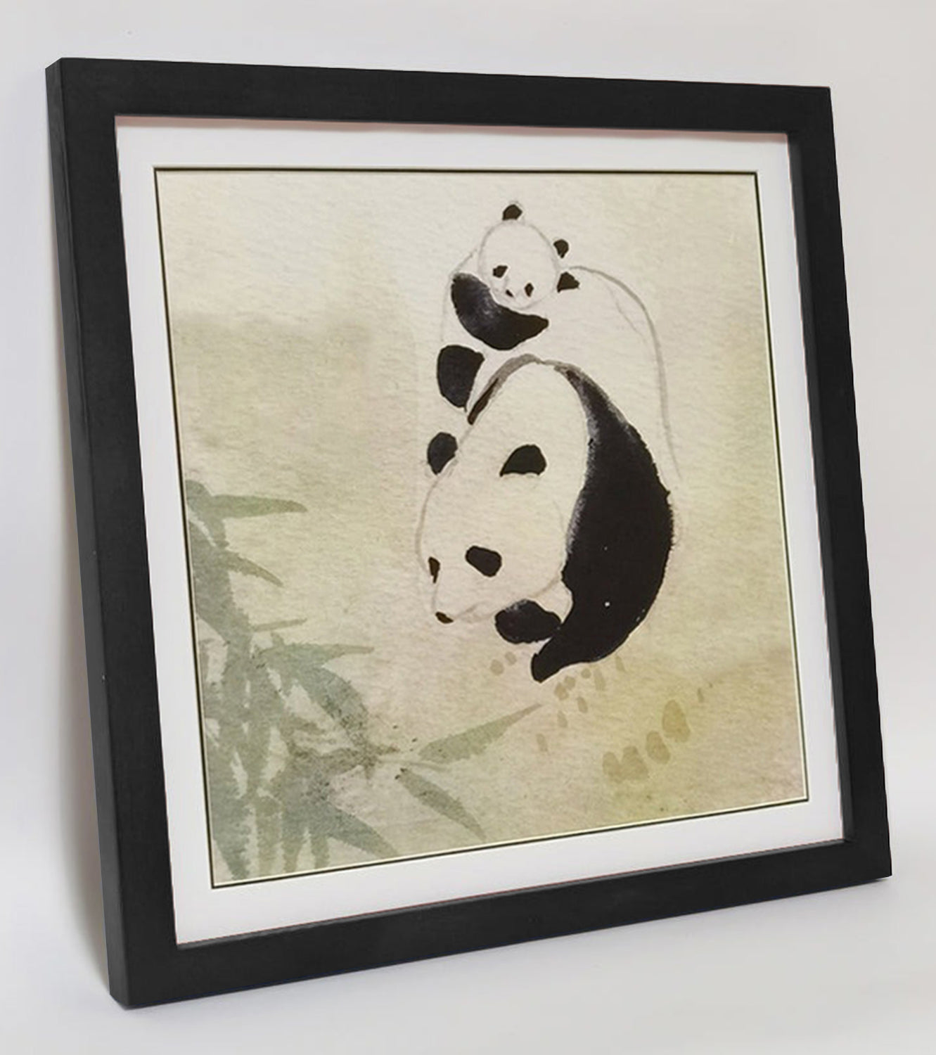 Panda Mother's Love Landscape Handmade Painting Art Solid Wood Framed Poster Picture Print Artwork