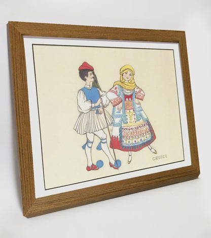Madeira Indigenous Family Life & Traditional Costume Hand-painted Art Print - Premium MATT Paper, Natural Wood Frame, Multiple Sizes & Colors