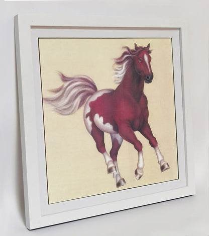 Hand-painted Ferghana Horse Artwork – Fine Brush Technique, Premium MATT Paper, Natural Wood Frame, Multiple Sizes & Colors