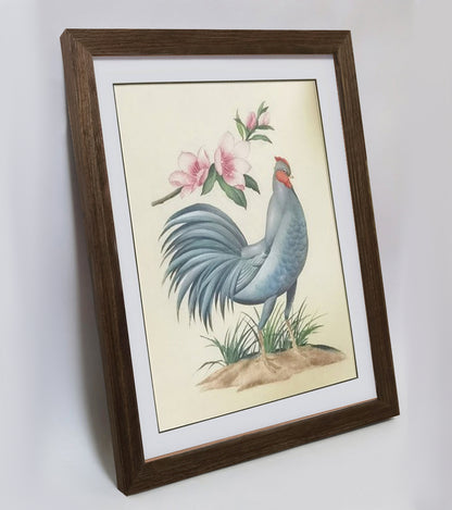 Delaware Blue Hen Hand-painted Art Print - Premium MATT Paper, Natural Wood Frame, Wall & Tabletop Décor, Multiple Sizes & Colors